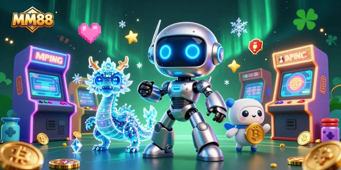 Engage with MM88's thrilling games in a vibrant cyberpunk casino scene filled with action.