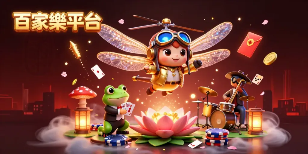 Experience the thrilling 百家樂平台 with vibrant characters and festive elements in a lively casino scene