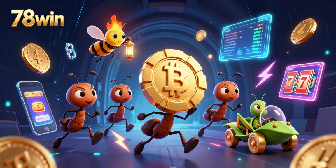 Ants on a heist in a casino scene showcasing 78win with vibrant gambling elements