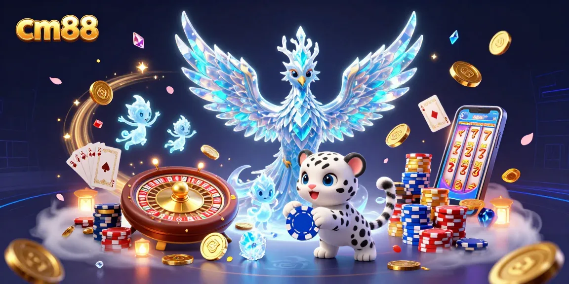 Experience thrilling gameplay at cm88 with vibrant characters and casino elements in a stunning 3D illustration.