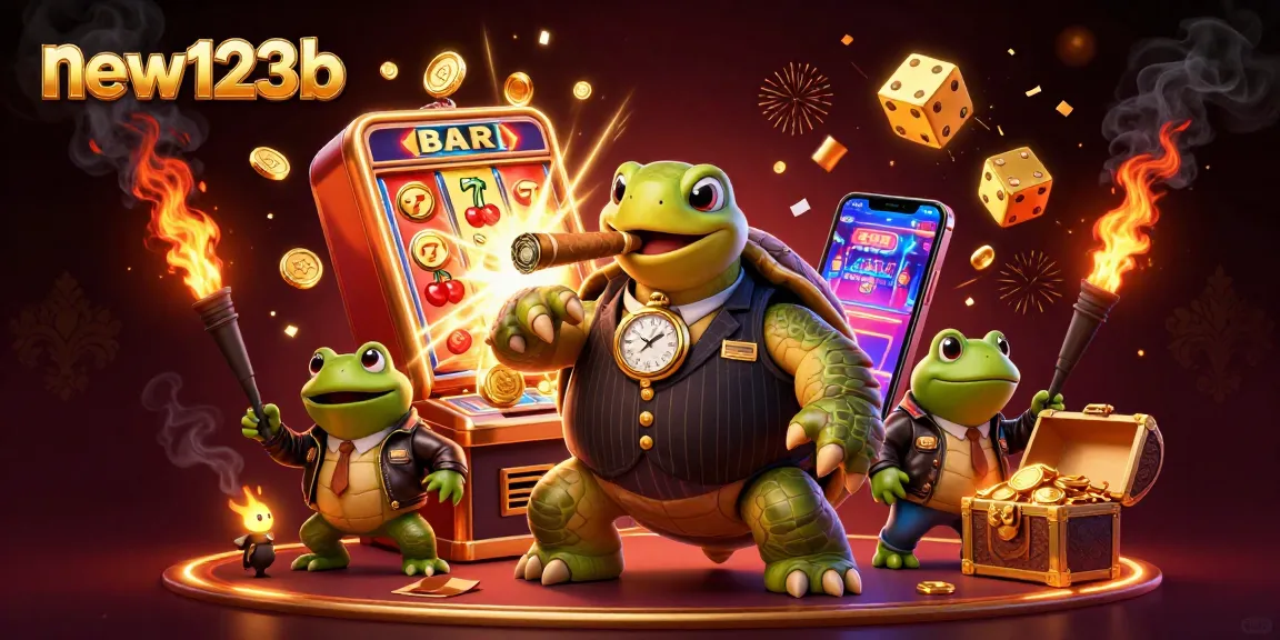 Join the excitement on new123b with our vibrant casino scene featuring unique characters and thrilling game elements.