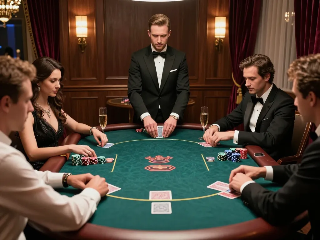 Experience Đăng ký S8 in a high-end poker game with elegant players and a professional dealer in a luxurious setting