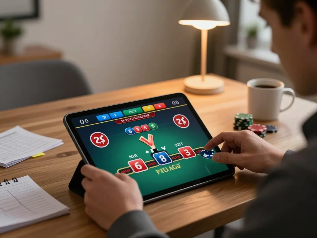 Engaging in a thrilling blackjack game on 98win tablet with strategic notes