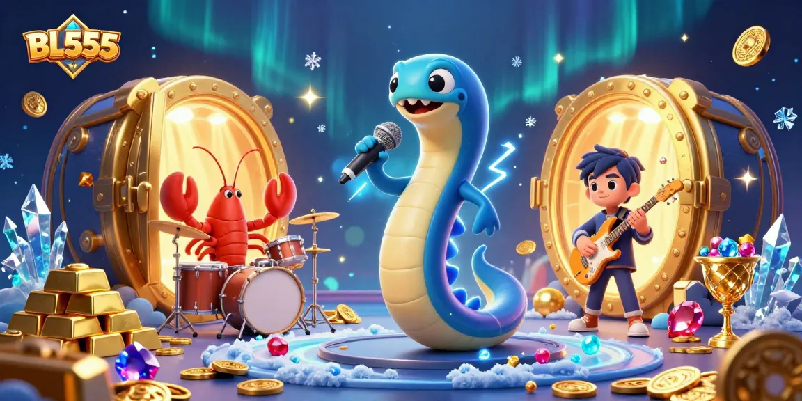 Engage with BL555's vibrant underwater casino experience featuring an electric eel DJ and treasure.