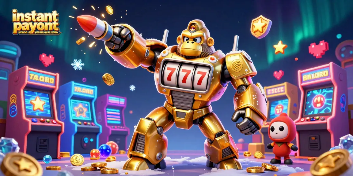 Experience instant payout online casinos Australia with vibrant casino-themed 3D art featuring dynamic gaming elements.
