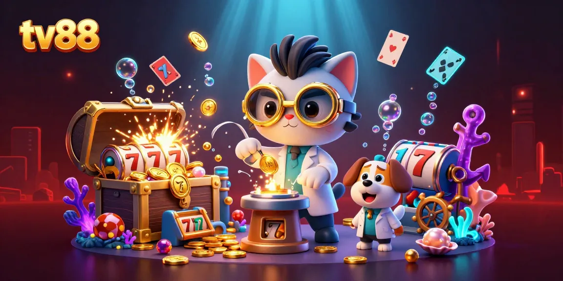 tv88 captures the excitement of casino gaming with vibrant 3D characters and dynamic slot elements.