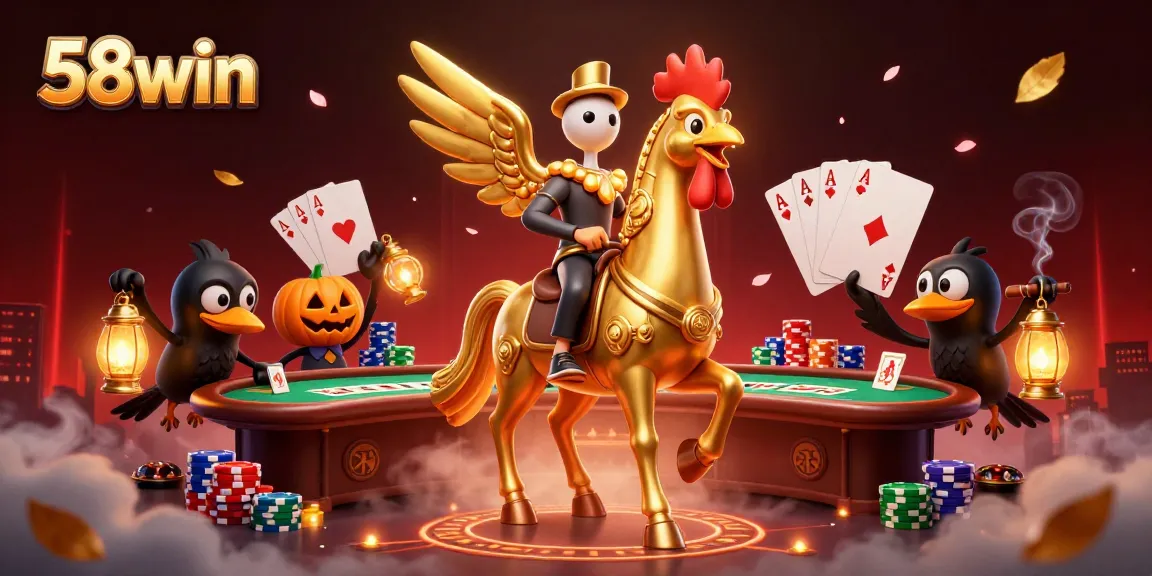 Experience thrilling gaming at 58win with vibrant casino action amidst spectral creatures and dynamic elements.
