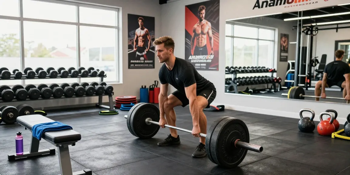 Muskulöser Mann trainiert mit Gewichten im Fitnessstudio und erfasst die Erfahrung des Anabolika Shop Deutschland im Bereich Fitness und Bodybuilding.