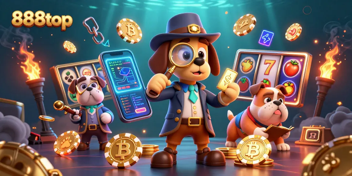 Experience thrilling gaming action with 888top’s vibrant casino scene featuring animated characters and slot game elements.