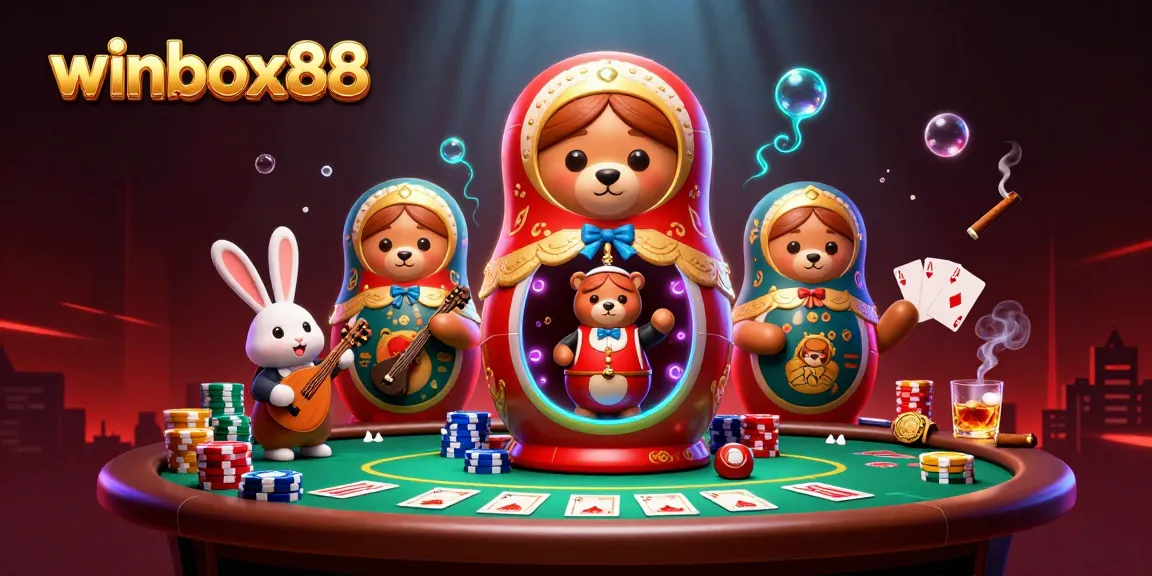 Experience the excitement of winbox88 with vibrant casino elements in a captivating 3D scene.