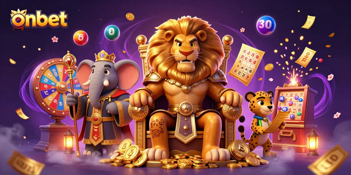 Experience thrilling games at onbet with a vibrant illustration of casino characters and elements.