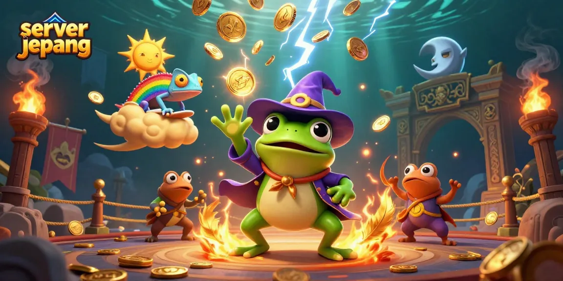 Experience the thrill of server jepang with golden coins cascading in a vibrant casino scene full of excitement.