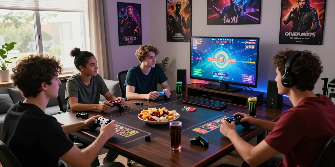 Friends playing rikvip online games together in a cozy gaming room.