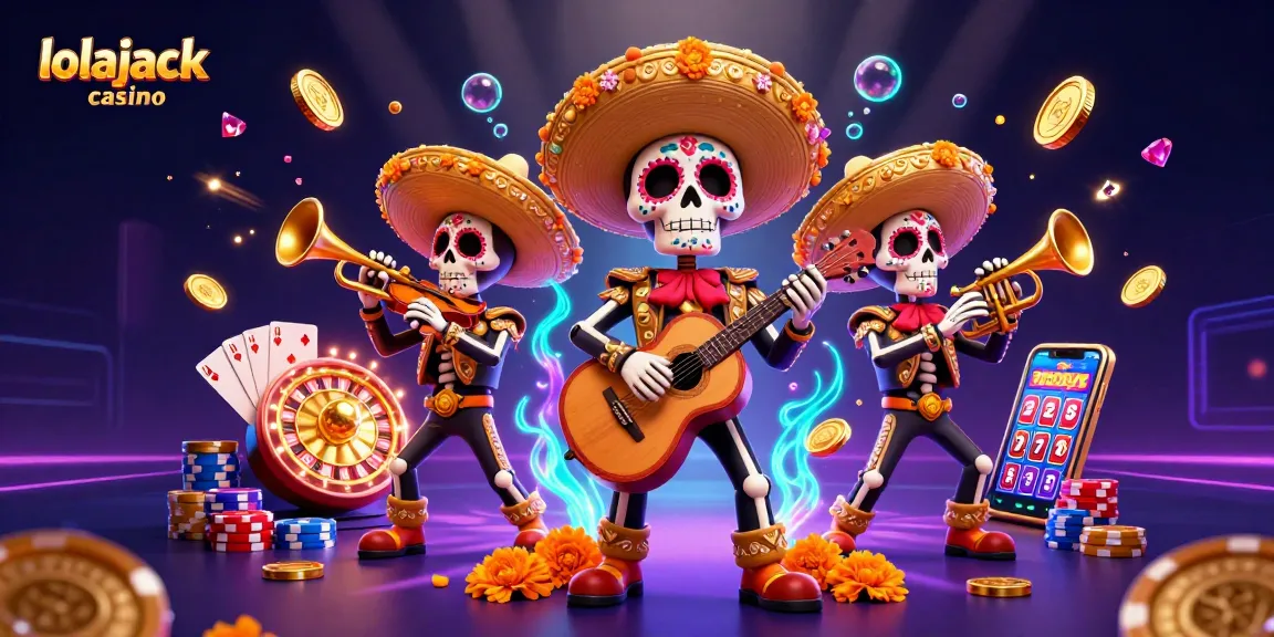 Spin the reels and win big at lolajack casino with vibrant 3D characters and casino elements.
