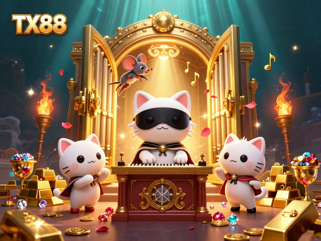 Experience the excitement of TX88's casino with dazzling gems and a whimsical acrobat!