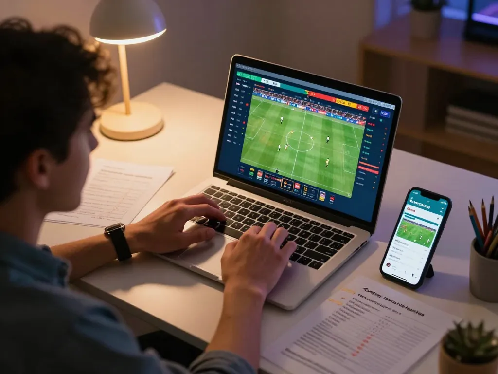 Engaged in live betting action with keonhacai app on smartphone during a sports match.