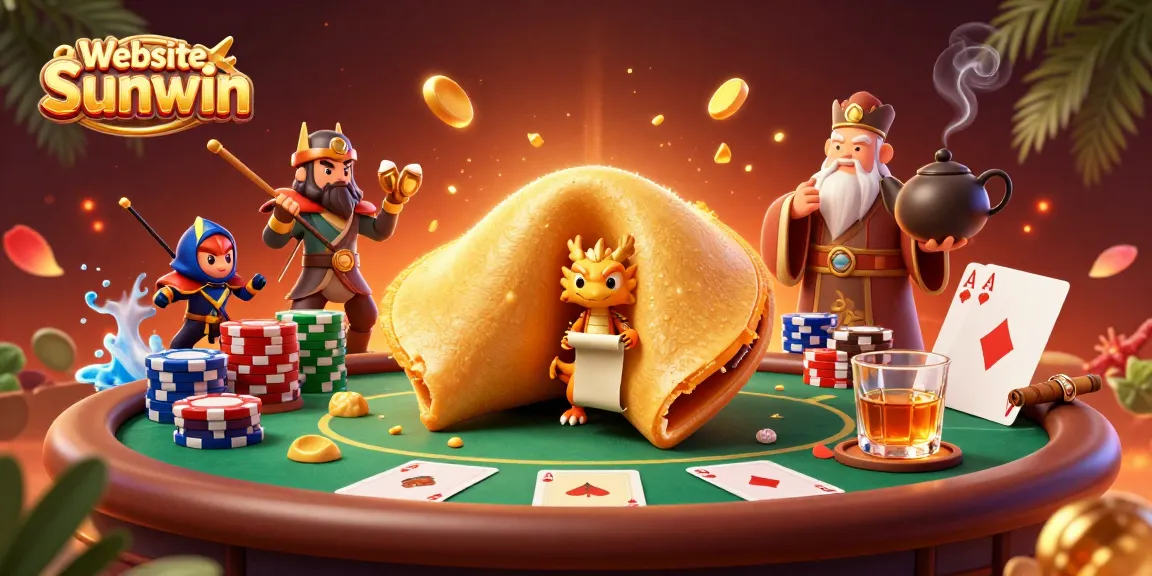 Engage with thrilling poker gameplay at Website Sunwin amidst a dynamic illustration featuring unique characters.