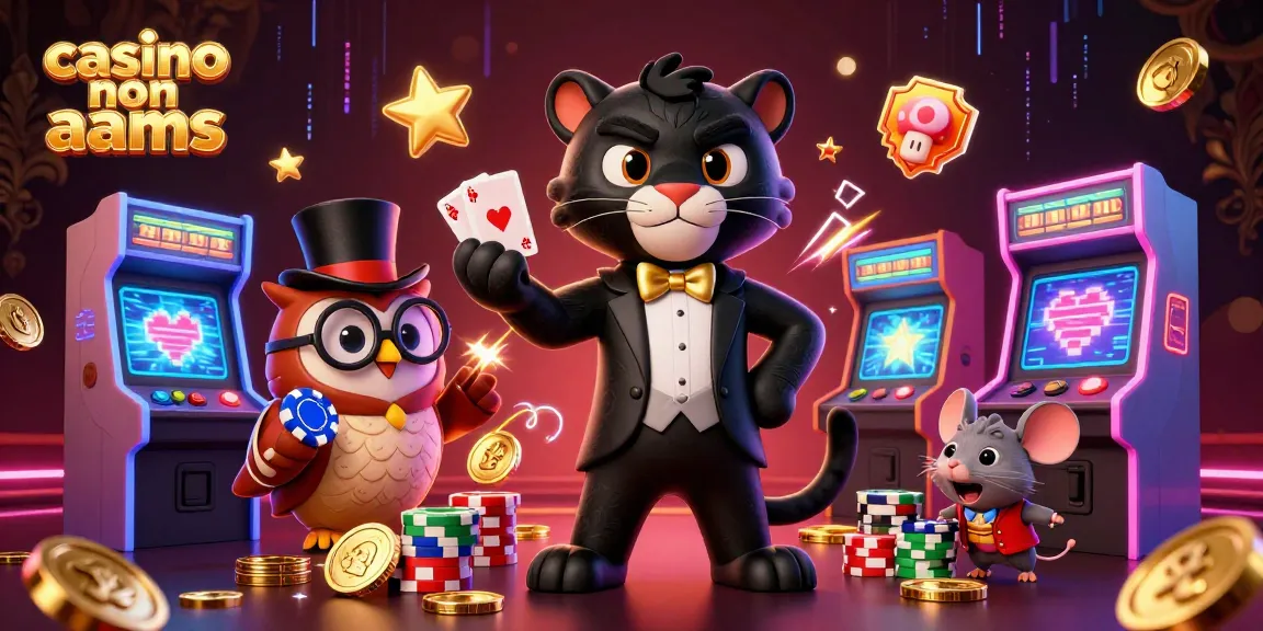 Giocare nel casino non AAMS con una pantera elegante che distribuisce carte, accompagnata da un gufo e un topo fortunato.