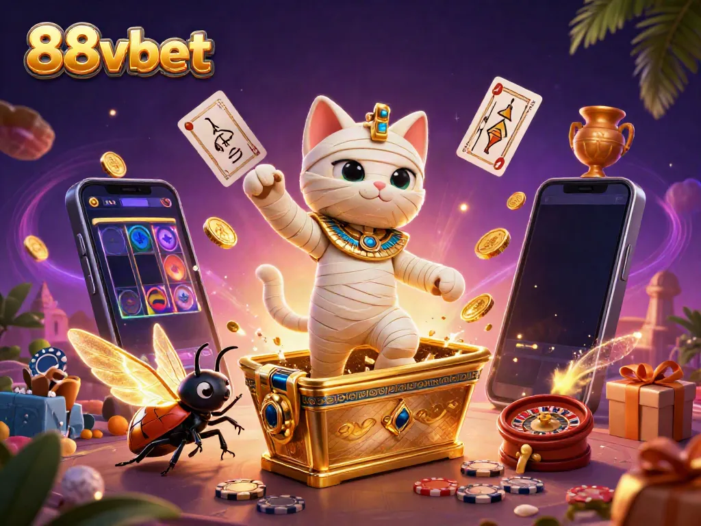 Experience thrilling gaming with 88vbet as Egyptian characters engage in vibrant casino action.