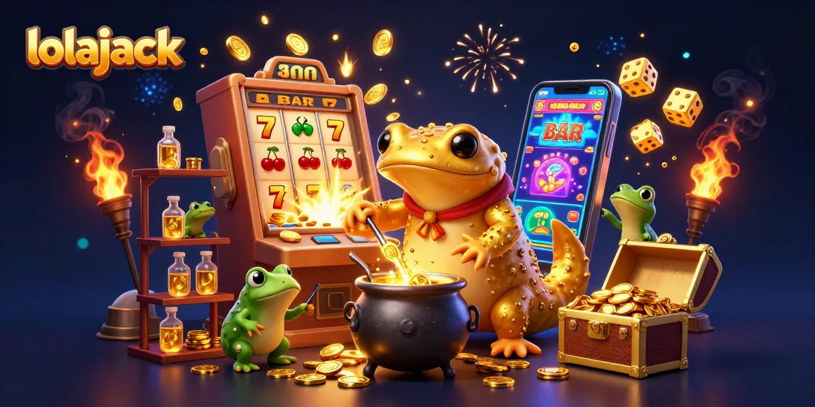 Experience thrilling gameplay at lolajack with gold coins exploding from slot machines.