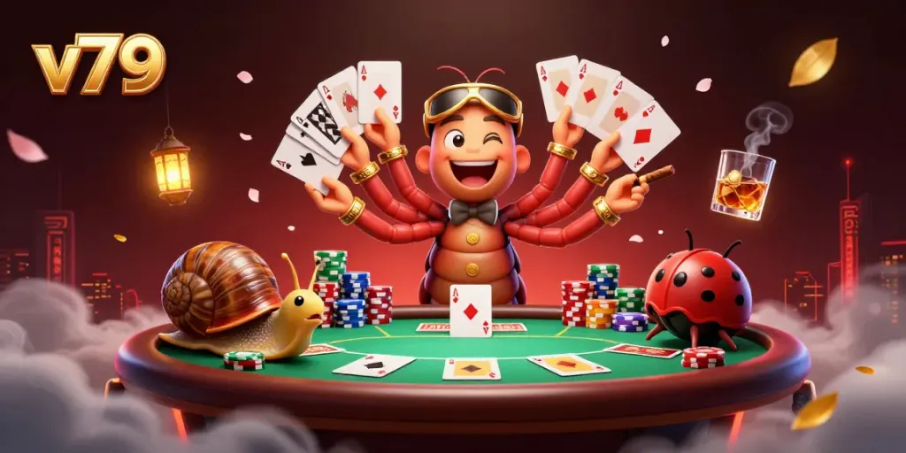 Experience thrilling gameplay at v79 with a colorful casino scene featuring a millipede dealer