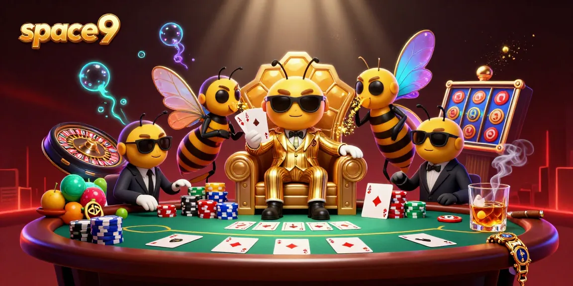Experience the thrill of gambling at space9 with vibrant casino elements and fun characters.