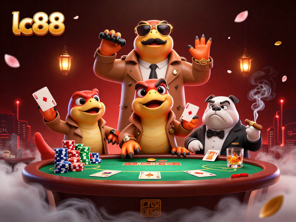 Experience the excitement at lc88 as cartoon raptors attempt to enter a VIP casino lounge.