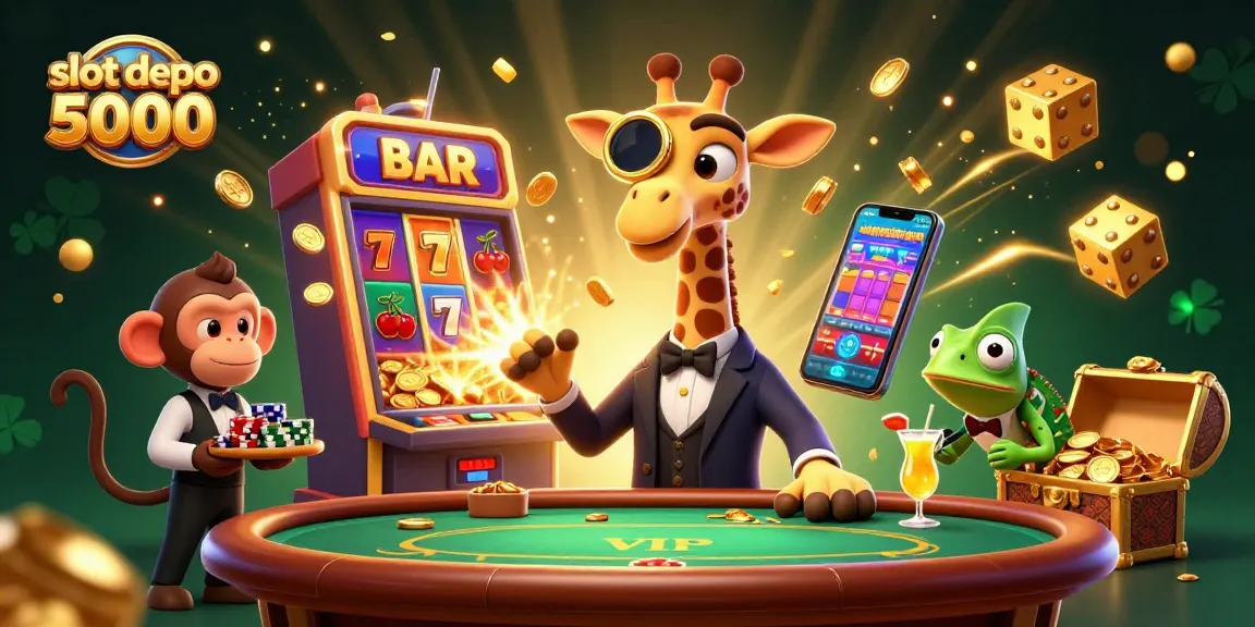 Experience the excitement of slot depo 5000 with vibrant 3D characters and dynamic casino elements.